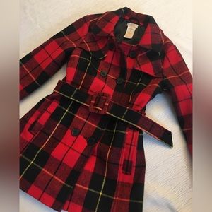 Girls wool blend trench style coat